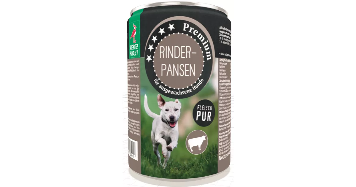 Kiebitzmarkt Premium Dose Rinder-Pansen, Alleinfuttermittel für ...