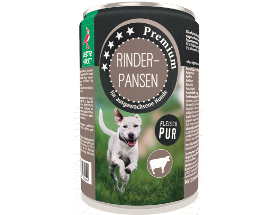 Kiebitzmarkt Premium Dose Rinder-Pansen, Alleinfuttermittel für ...