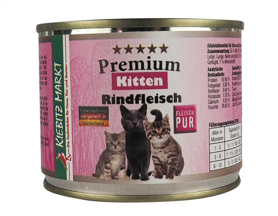 Kiebitzmarkt Premium Kitten Rindfleisch 24x200 g