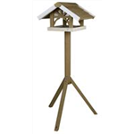 Stehendes Vogelfutterhaus Kiefernholz, 45 × 28 × 44 cm/1,25 m, grau/weiß