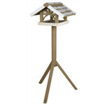 Stehendes Vogelfutterhaus Kiefernholz, 45 × 28 × 44 cm/1,25 m, grau/weiß
