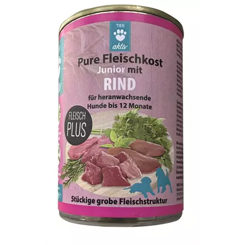 TIER aktiv Pure Fleischkost Junior mit Rind