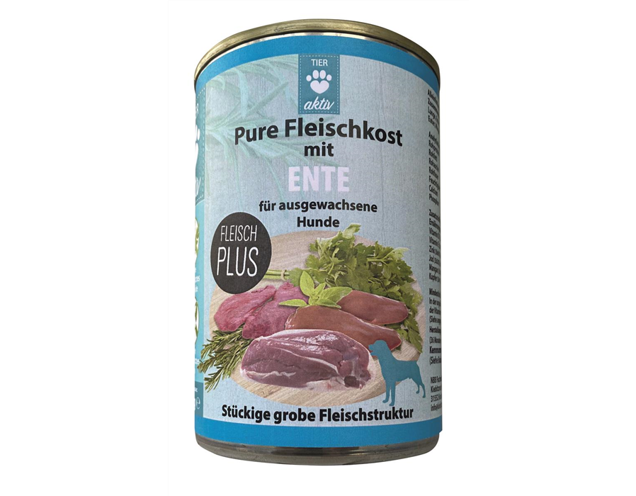 TIER aktiv Pure Fleischkost mit Ente 24x400 g