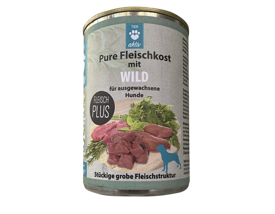 TIER aktiv Pure Fleischkost mit Wild 24x400 g