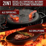 GUSSKÖNIG Dutch Oven mit Ledergriffen Topf 4,8 Liter, Deckel 1,8 Liter