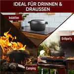 GUSSKÖNIG Dutch Oven mit Ledergriffen Topf 4,8 Liter, Deckel 1,8 Liter