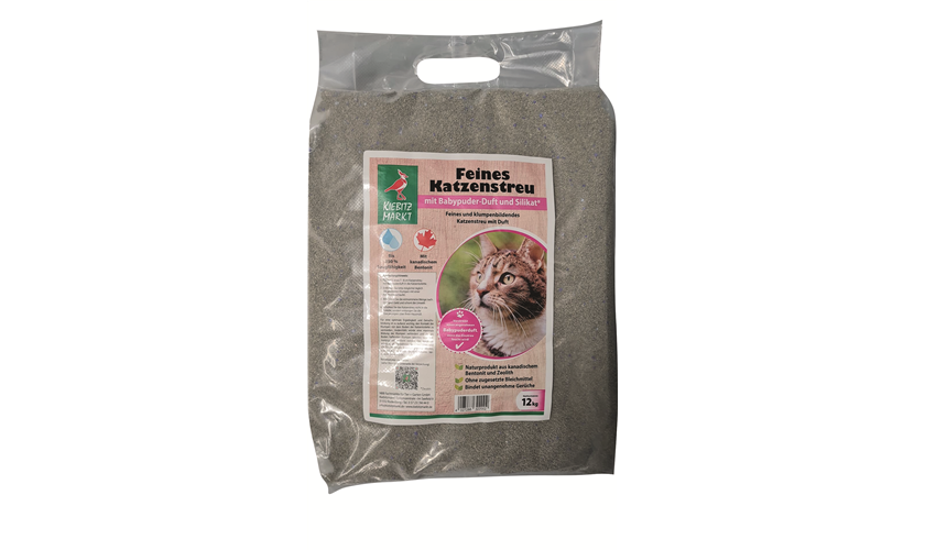 Kiebitzmarkt Feines Katzenstreu mit Babypuder und Silikat, 12 kg