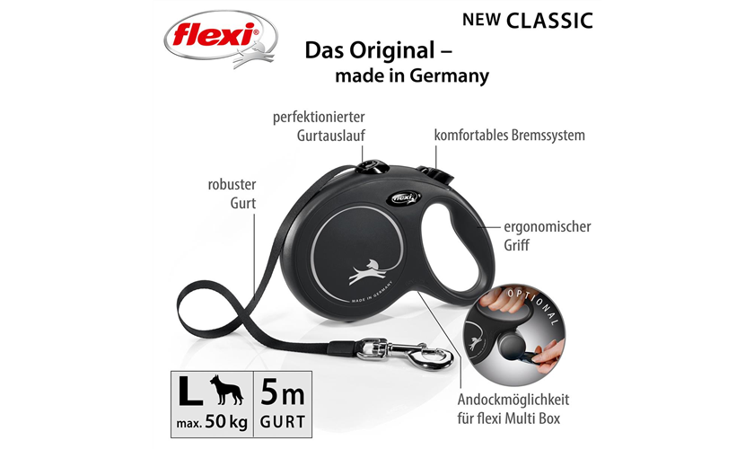 flexi CLASSIC Gurt Art.-Nr.: 11721, Größe: L, Maße: 5 m, bis zu: 50 kg, schwarz