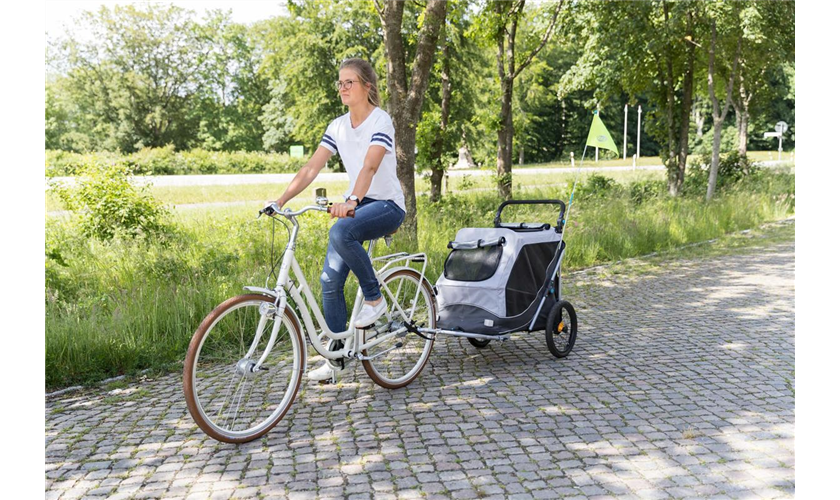 Fahrrad-Anhänger für Hunde Art.-Nr.: 12794, Größe: S, Maße: 58 x 93 x 74/114 cm, bis zu 15 kg