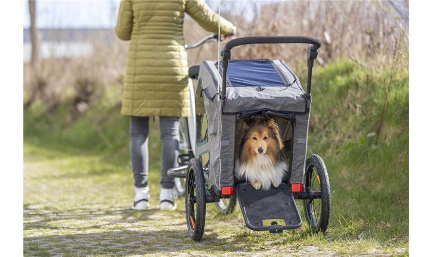 Fahrrad-Anhänger für Hunde Art.-Nr.: 12800, Größe: S, Maße: 41,5 x 59 x 78/130 cm, bis zu 25 kg