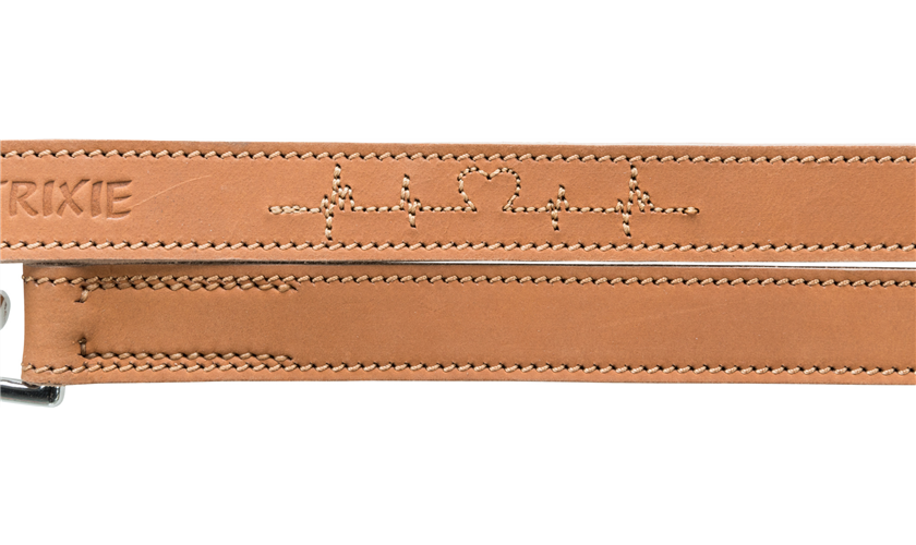 Rustic Fettleder-Verlängerungsleine Heartbeat Art.-Nr.: 18982, Größe M-L, Farbe Schwarz, Maße: 2,00 m/20 mm