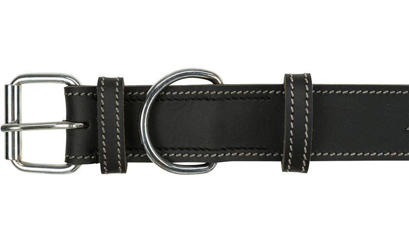 Rustic Fettleder-Halsband Heartbeat Art.-Nr.: 18984, Größe S-M, Farbe Schwarz, Maße: 34-40 cm/30 mm