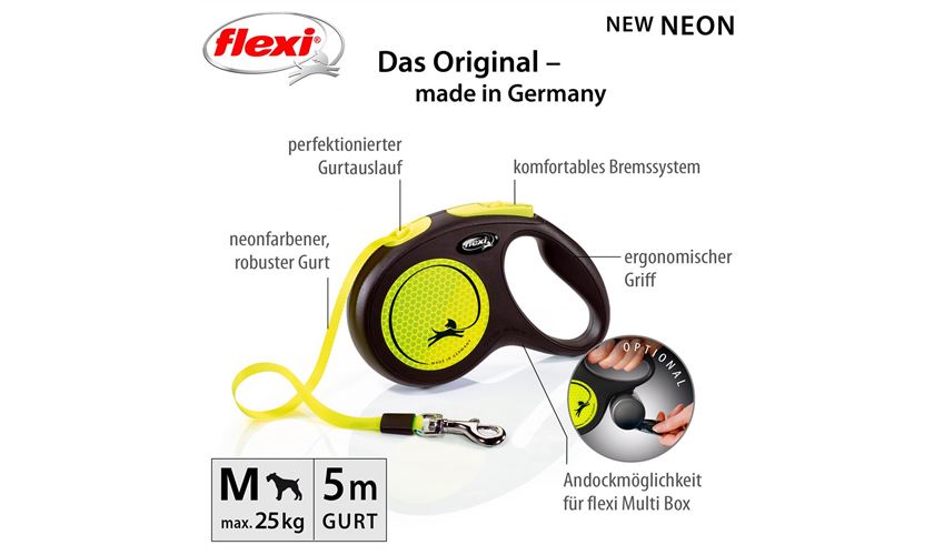 flexi NEON Gurt Art.-Nr.: 209321, neongelb, Größe M, Maße: 5 m/bis zu 25 kg