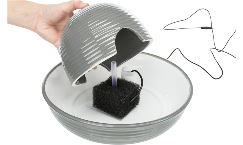 Trinkbrunnen Vital Flow Art.-Nr.: 24466, grau/weiß, Maße: 1,5 l/ø 28 × 12 cm