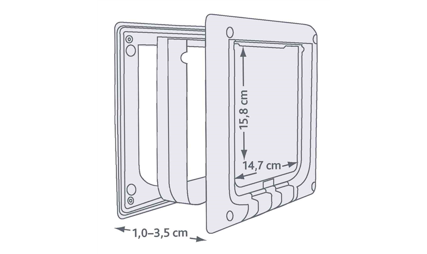 4-Wege Freilauftür, elektromagnetisch Art.-Nr.: 3869, Maße: 21,1 × 24,4 cm