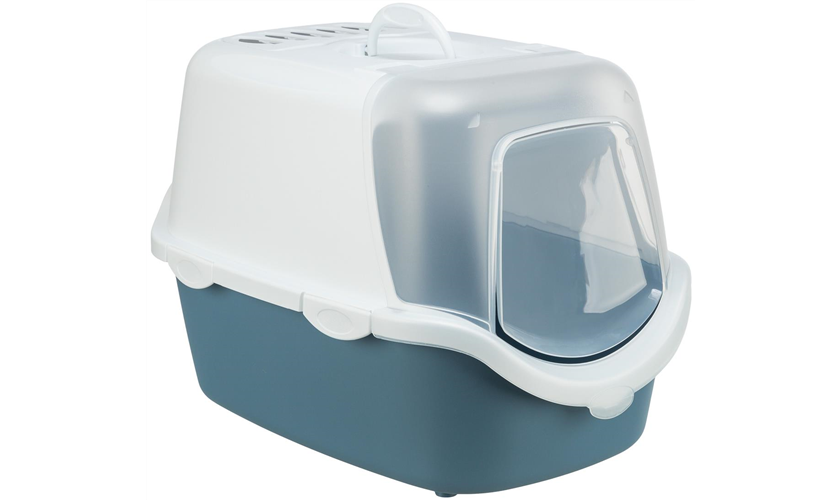 Katzentoilette Vico Open Top, mit Haube Art.-Nr.: 40341, Maße: 40 × 40 × 56 cm, blau/weiß