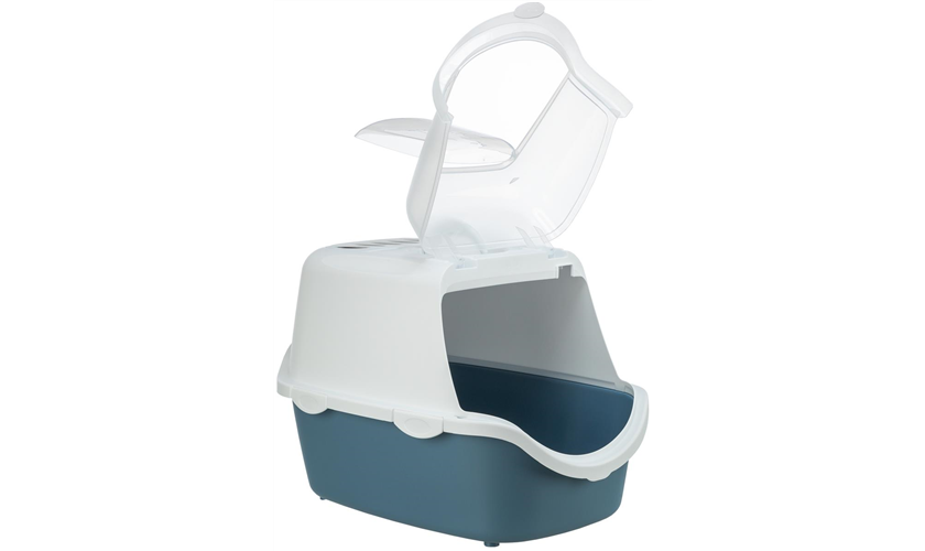 Katzentoilette Vico Open Top, mit Haube Art.-Nr.: 40341, Maße: 40 × 40 × 56 cm, blau/weiß