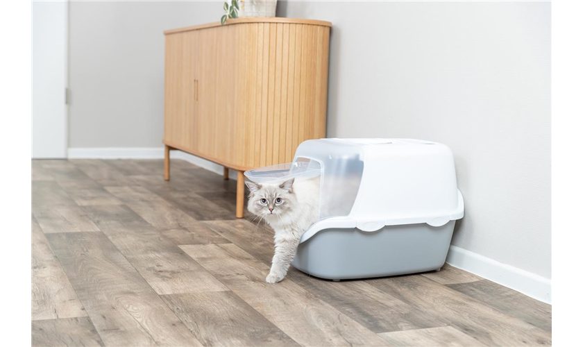 Katzentoilette Vico Open Top, mit Haube Art.-Nr.: 40341, Maße: 40 × 40 × 56 cm, blau/weiß