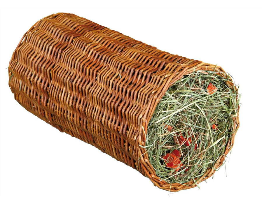 Weidentunnel mit Heu Art.-Nr.: 60777, Maße: ø 20 × 38 cm, für Kaninchen, Meerschweinchen