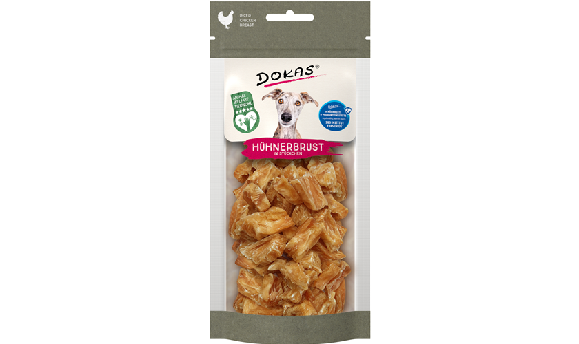 Dokas Dog Snack Hühnerbrustfilet in Stückchen 70 g 50 g