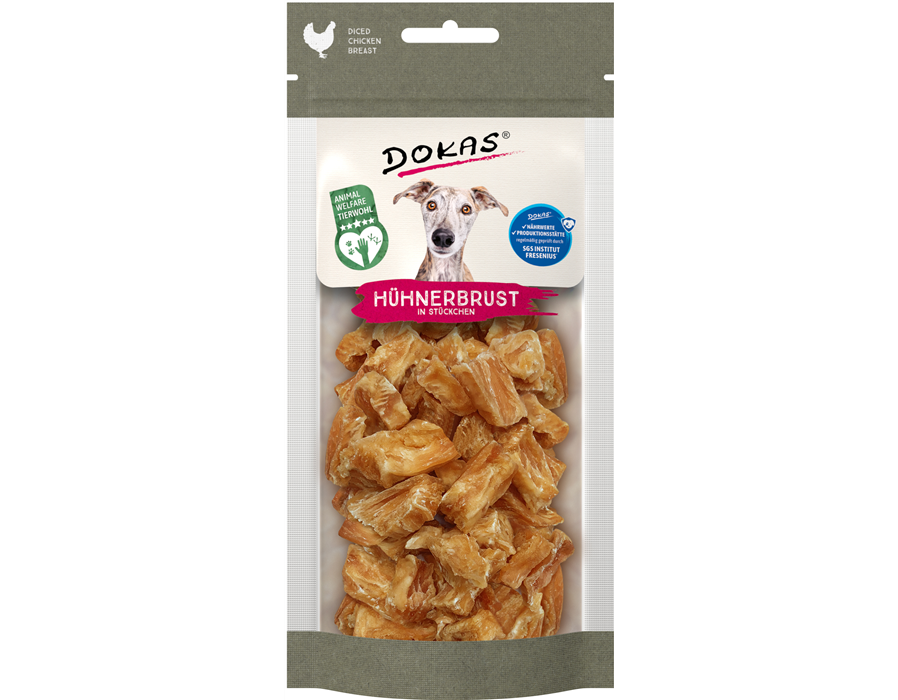 Dokas Dog Snack Hühnerbrustfilet in Stückchen 70 g 50 g