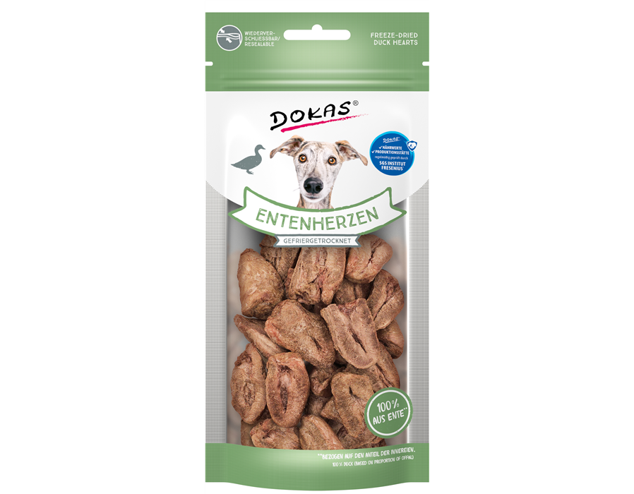 Dokas Dog Snack Entenherzen gefriergetrocknet 22g 22 g