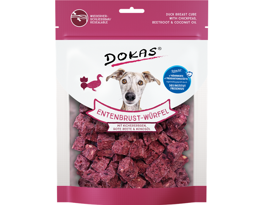 Dokas Dog Snack Entenbrust-Würfel, Kichererbsen, Rote Beete 150 g 150 g