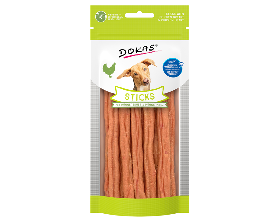 Dokas Dog Snack Sticks mit Hühnerbrust und Hühnerherz 60g 60 g