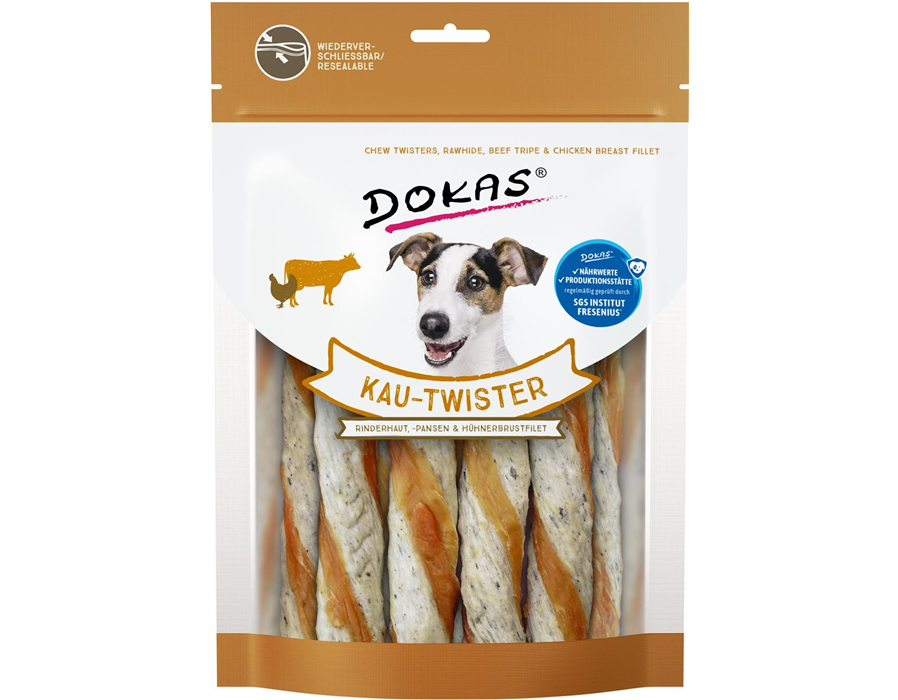 Dokas Dog Snack Kau-Twister Rinderhaut, Pansen & Hühnerbrust 200 g 200 g