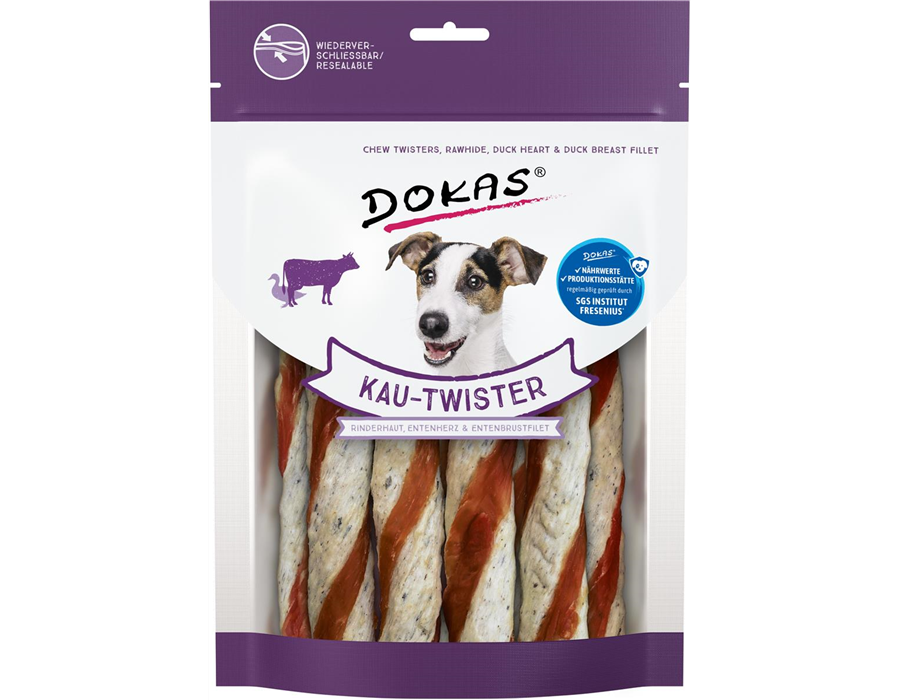 Dokas Dog Snack Kau-Twister Rinderhaut, Entenherz & Entenbrust 200 g 200 g