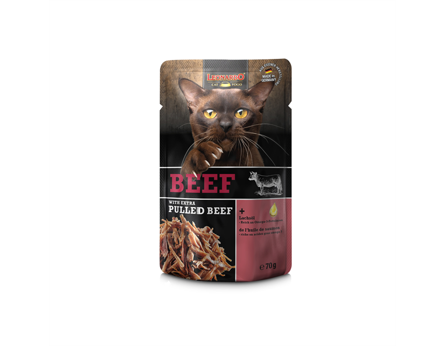 Bewital Cat Leonardo PB Beef + extra pulled Beef 70 g 85 g