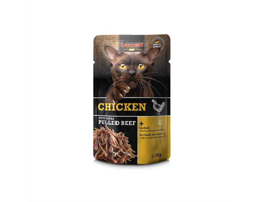 Bewital Cat Leonardo PB Chicken + extra pulled Beef 70 g 85 g