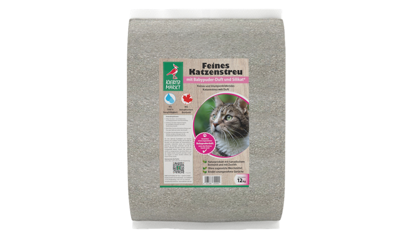 Kiebitzmarkt Feines Katzenstreu mit Babypuder und Silikat, 12 kg