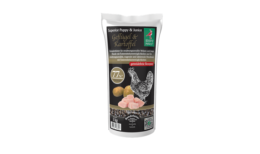 Kiebitzmarkt Superior Puppy & Junior Geflügel & Kartoffel getreidefrei 1 kg