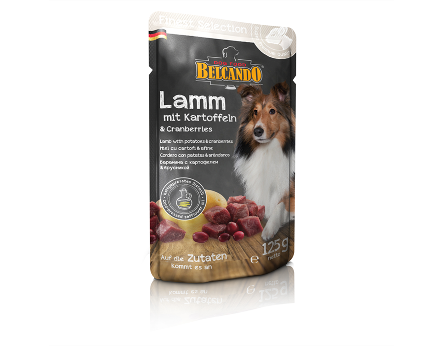 Bewital Dog BELCANDO Frischebeutel Lamm und Kartoffel mit Cranberries 125 g