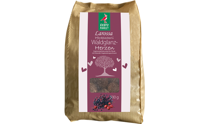 Kiebitzmarkt Larossa Leckerlis Waldglanz-Herzen (Holunder-Hagebutte) 500 g Tüte 500 g