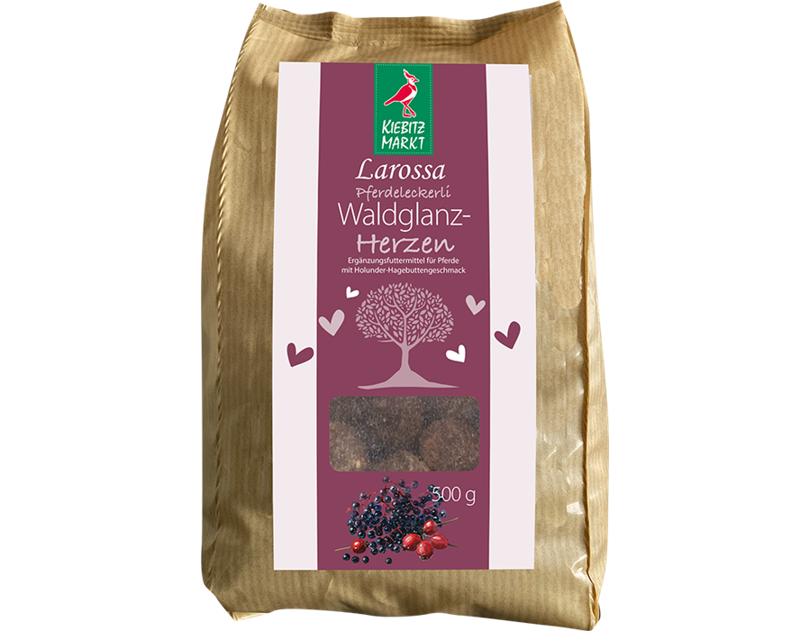 Kiebitzmarkt Larossa Leckerlis Waldglanz-Herzen (Holunder-Hagebutte) 500 g Tüte 500 g