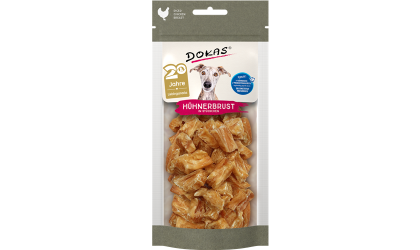 Dokas Dog Snack Hühnerbrustfilet in Stückchen 70 g 50 g