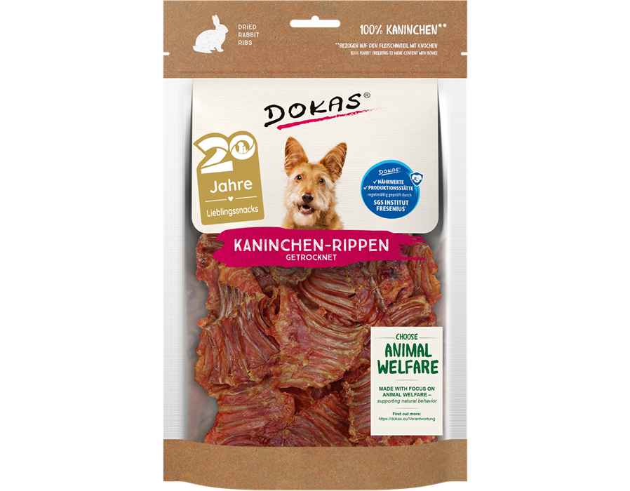 Dokas Dog Snack Kaninchen-Rippen mit Fleisch 100 g 100 g