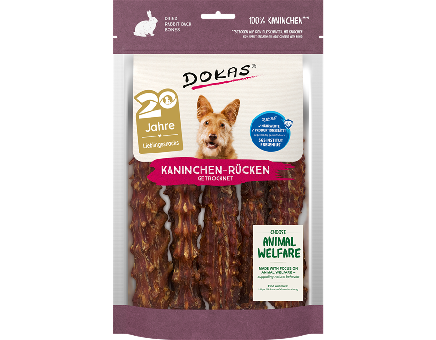 Dokas Dog Snack Kaninchenrücken 120g 120 g
