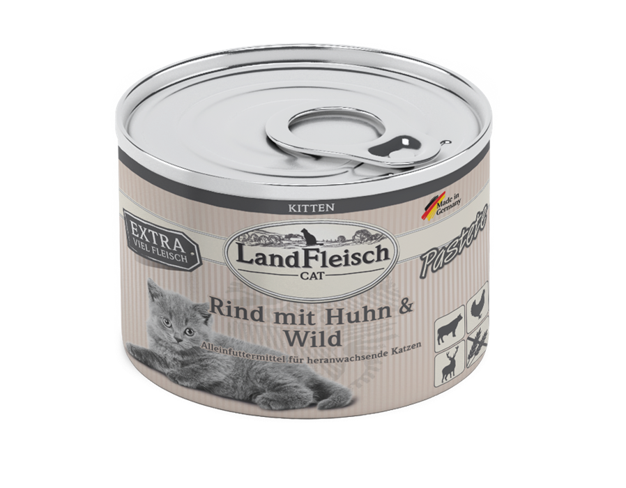 Landfleisch Cat Kitten Pastete Rind+Huhn+Wild 195 g