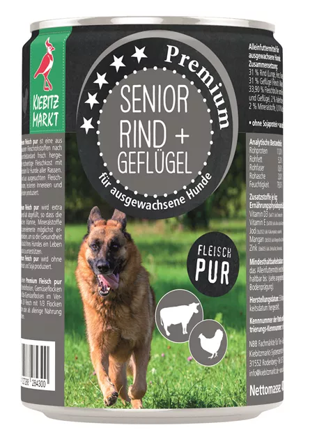 Kiebitzmarkt Premium Dose Senior Rind & Geflgel, Alleinfuttermittel fr  ausgewachsene Hunde - NBB Fachmrkte fr Tier + Garten GmbH